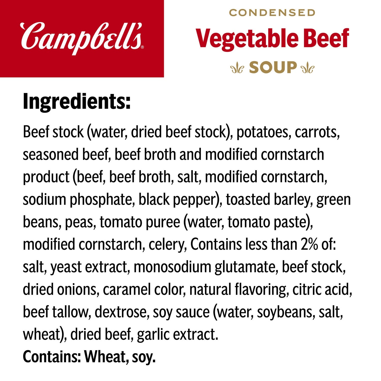 Campbell'sÂ® Condensed Vegetable Beef Soup, 13.8 oz Can