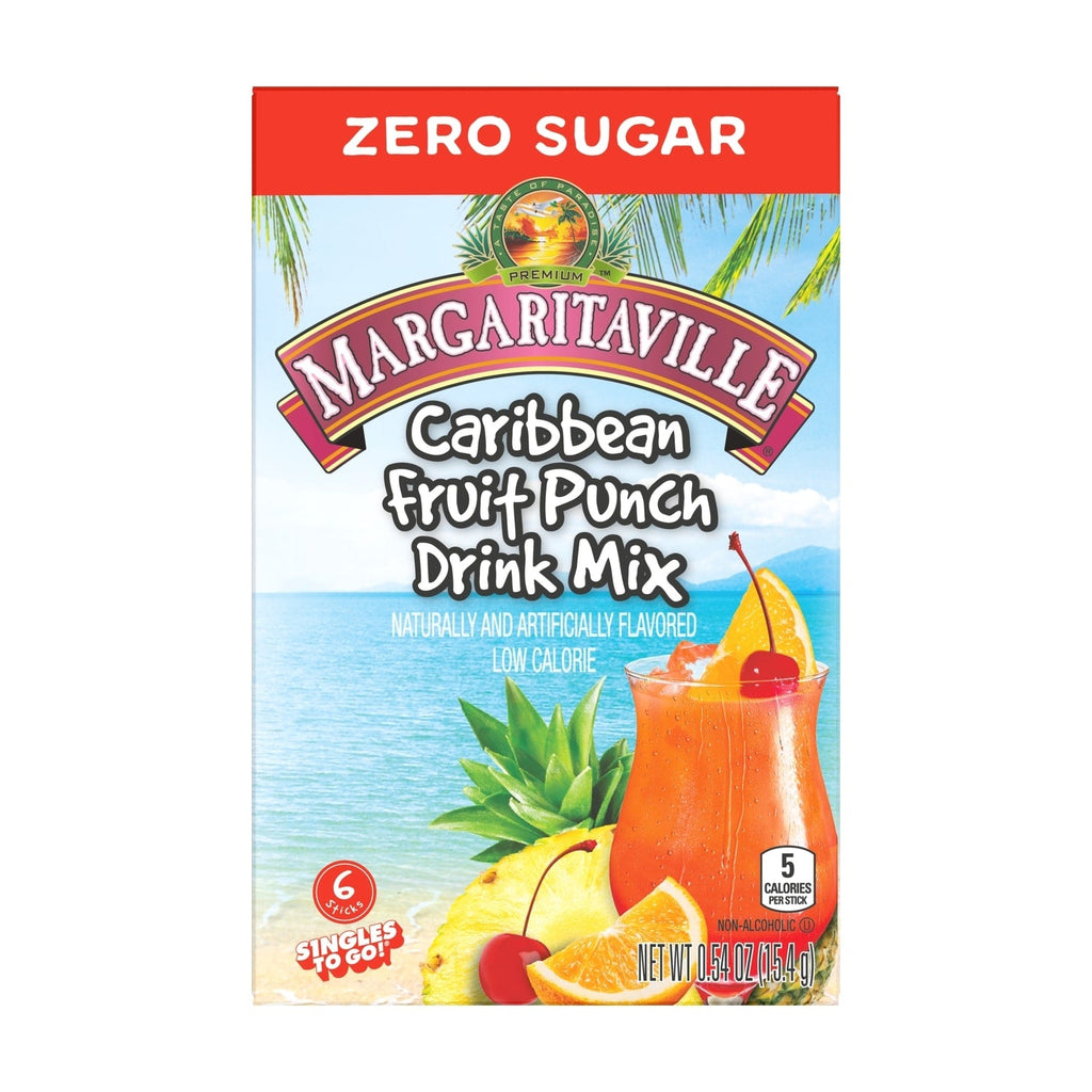 Margaritaville Zero Sugar Caribbean Fruit Punch Drink Mix, 6-pc Pack.
