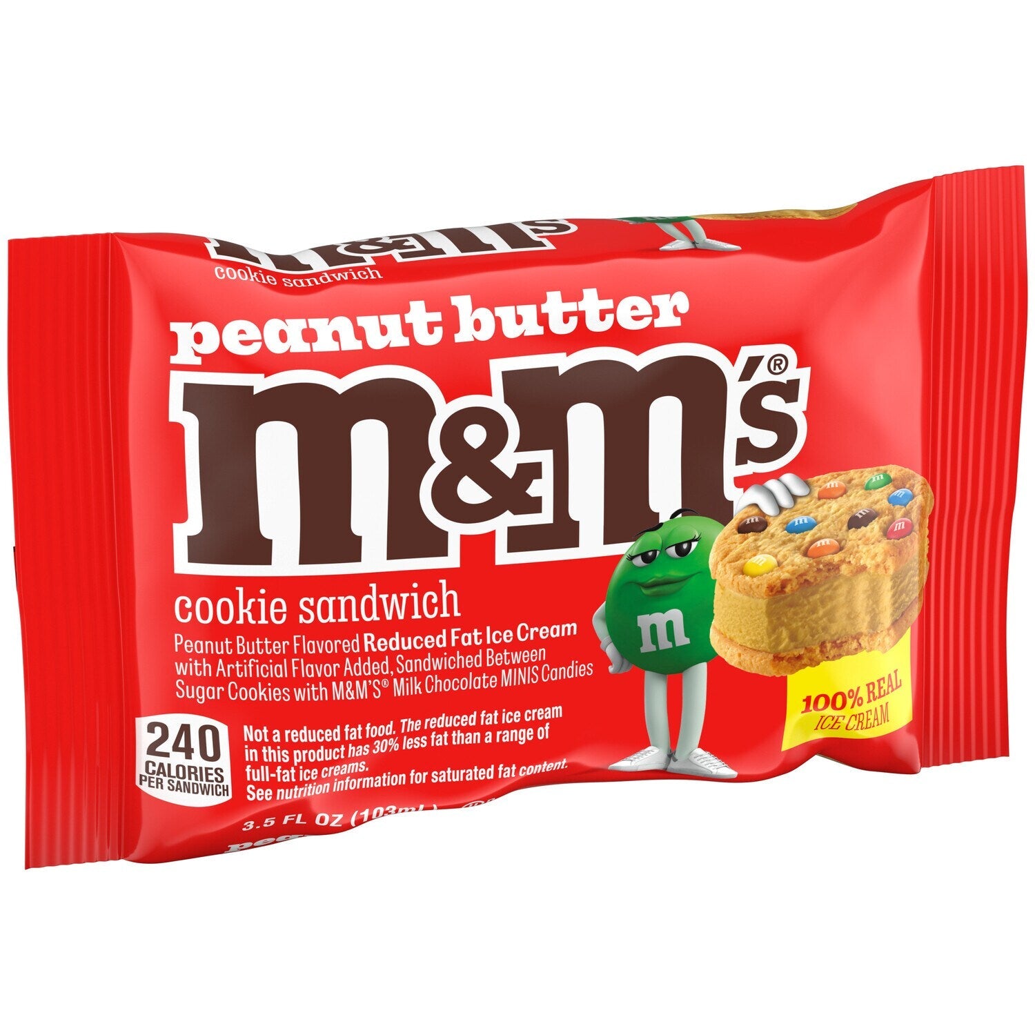 Mars M&amp;M'S Peanut Butter Ice Cream Sugar Cookie Sandwich Dessert, 3.5 Oz