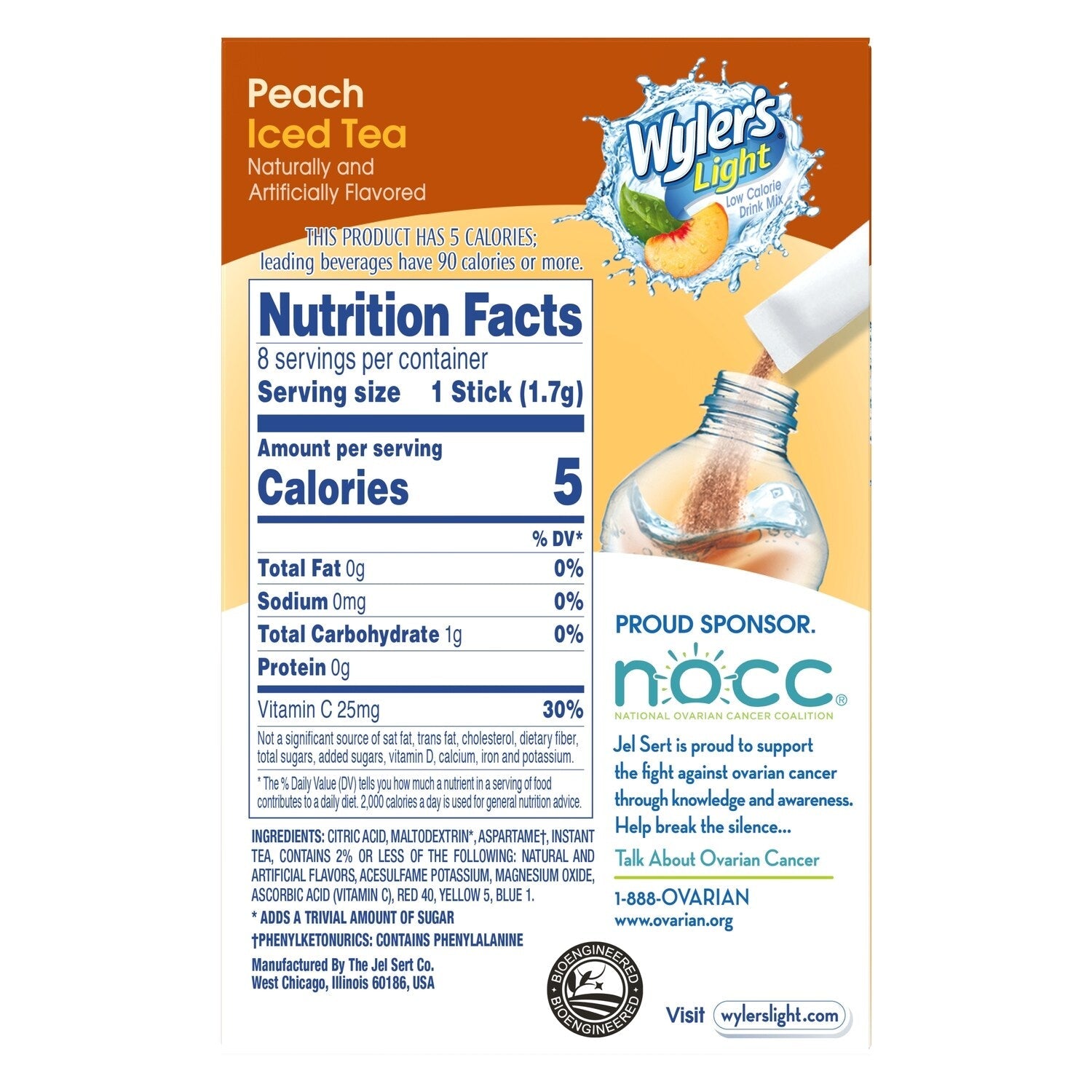Wyler's Light Sugar-Free Peach Iced Tea, 8-pc Pack.