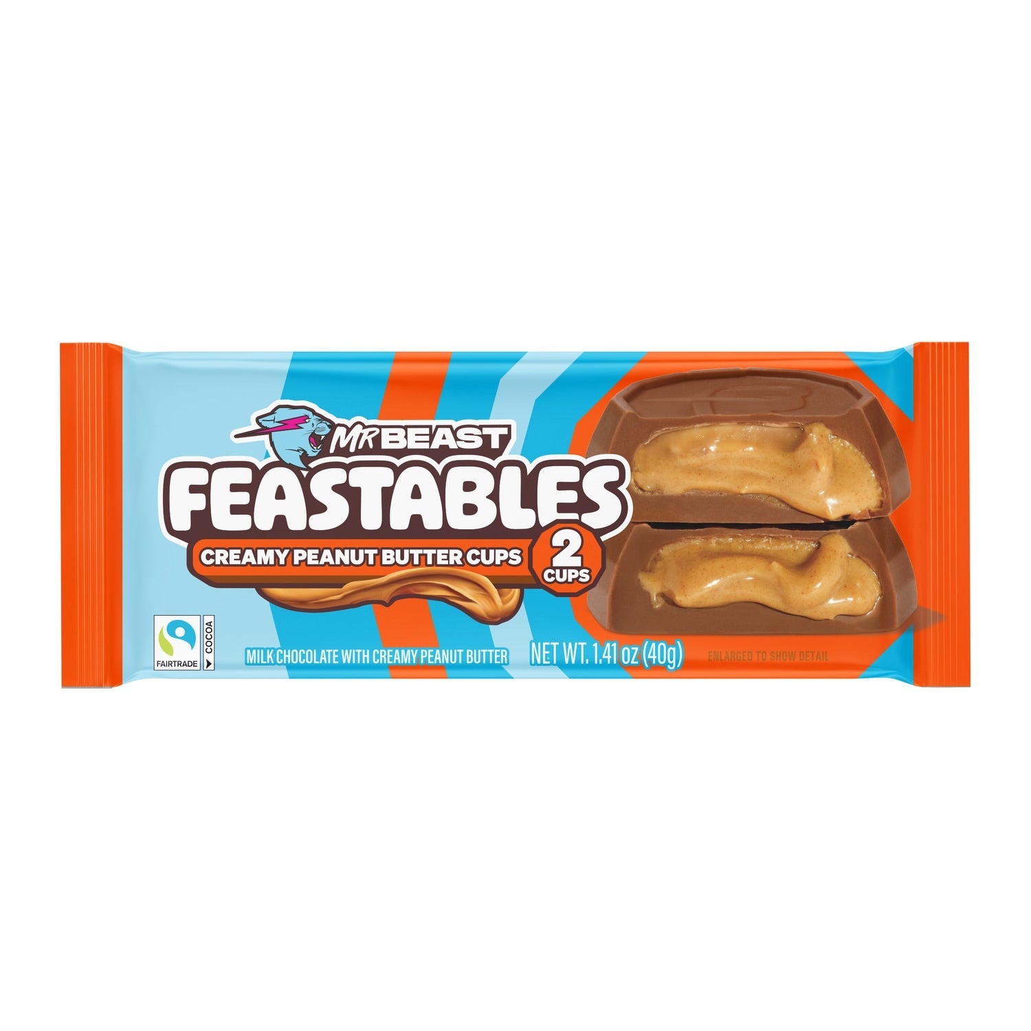 MrBeast Feastables Creamy Peanut Butter Cups 1.41 oz. (40g), 2 Cups