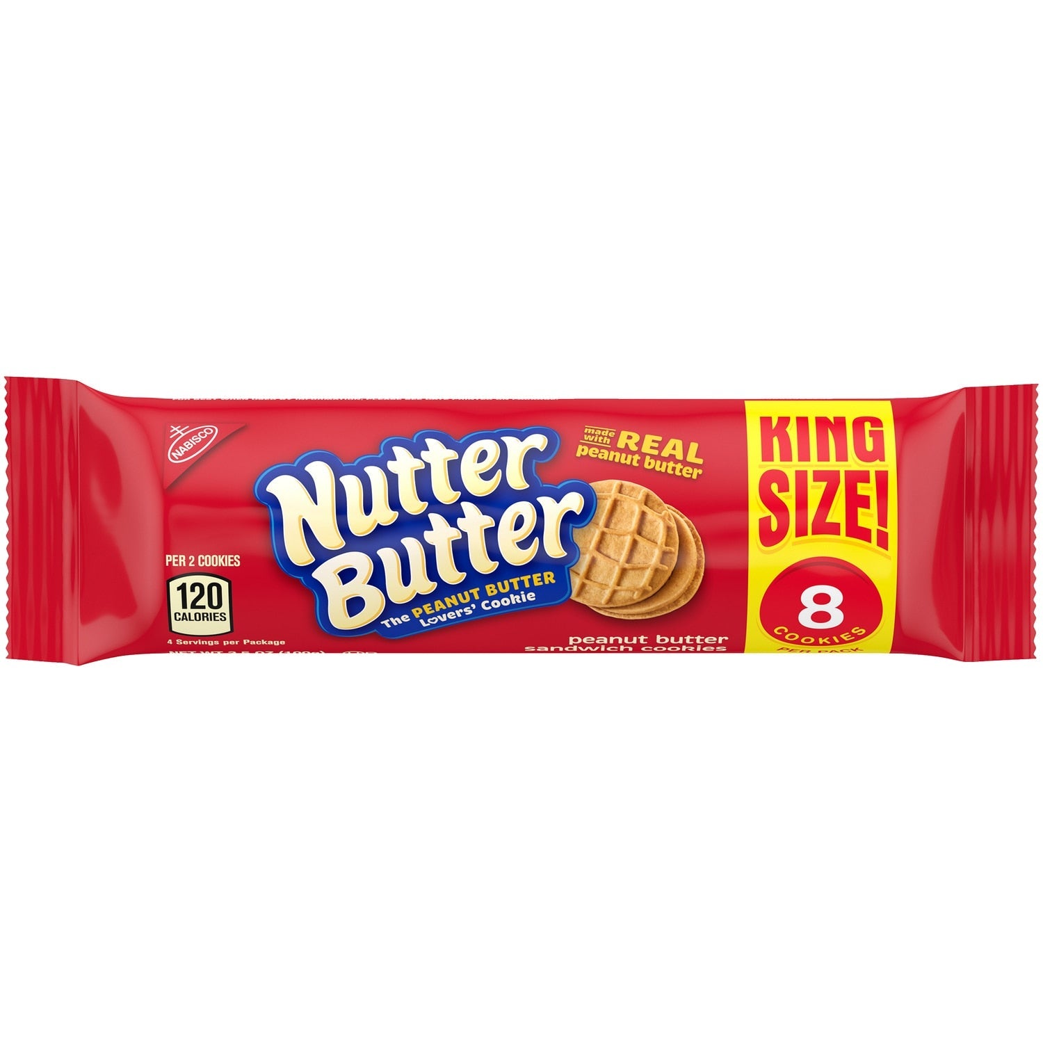 Nutter Butter Peanut Butter Sandwich Cookies, King Size, 3.5 oz