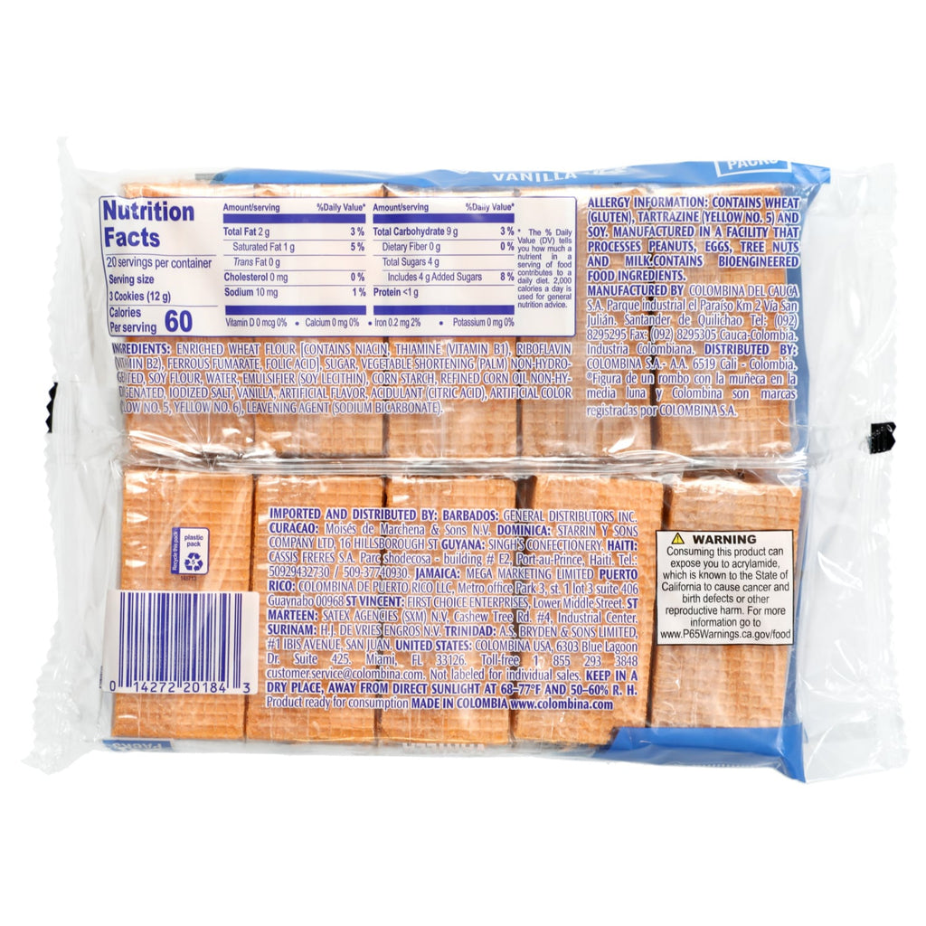 Colombina Sugar Wafer Cookies - Vanilla, 20 ct.