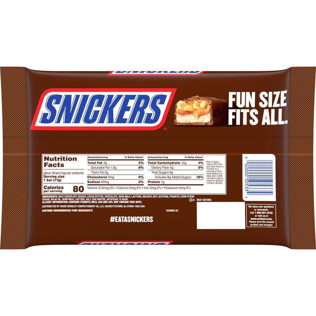 SNICKERS Original Chocolate Candy Bars, Fun Size, 10.59oz Bag