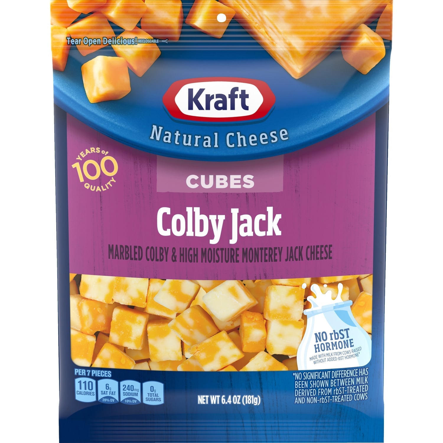 Kraft Colby Jack Marbled Cheese Cubes, 6.4-oz. Bag