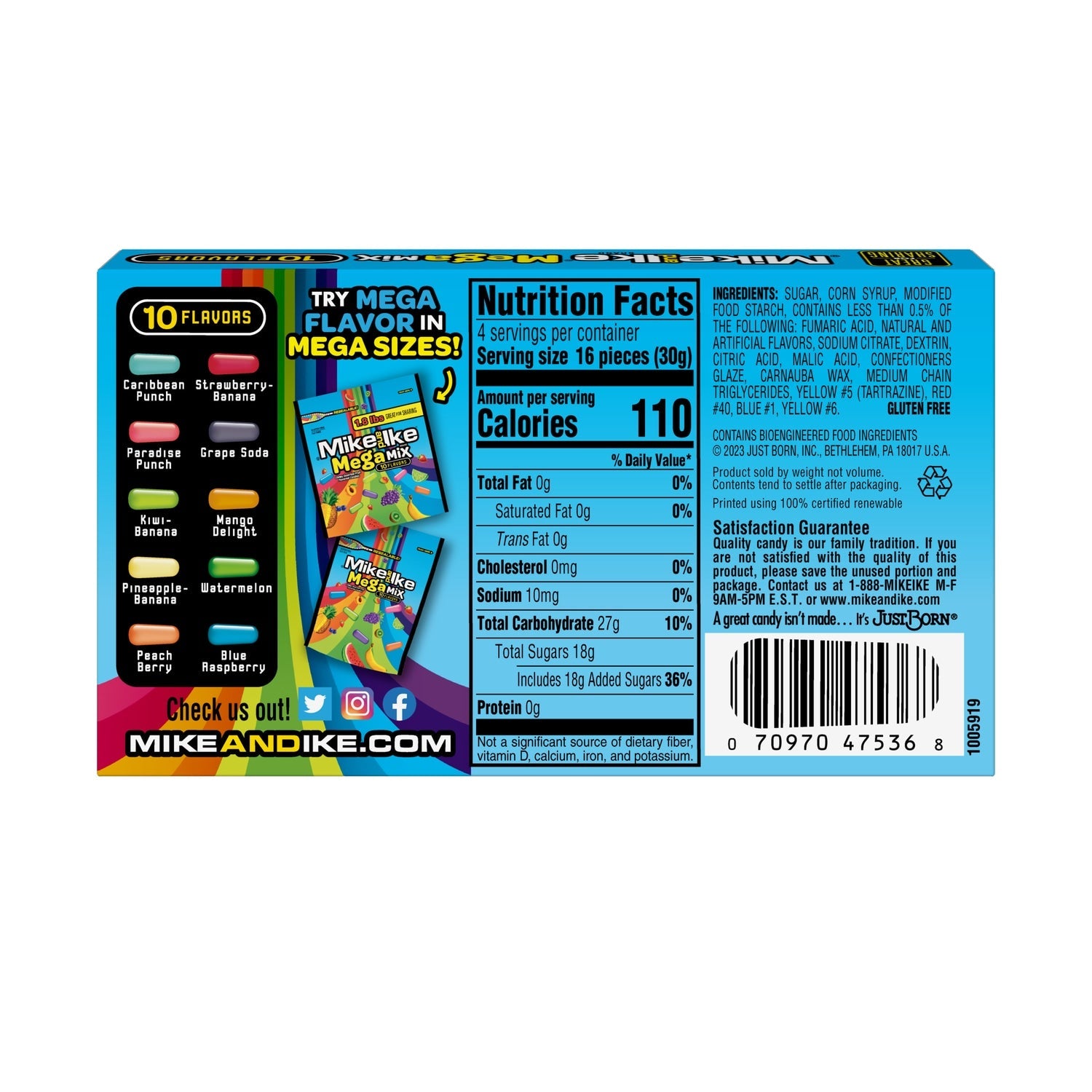 Mike And Ike Candy - Mega Mix, 4.25 oz.