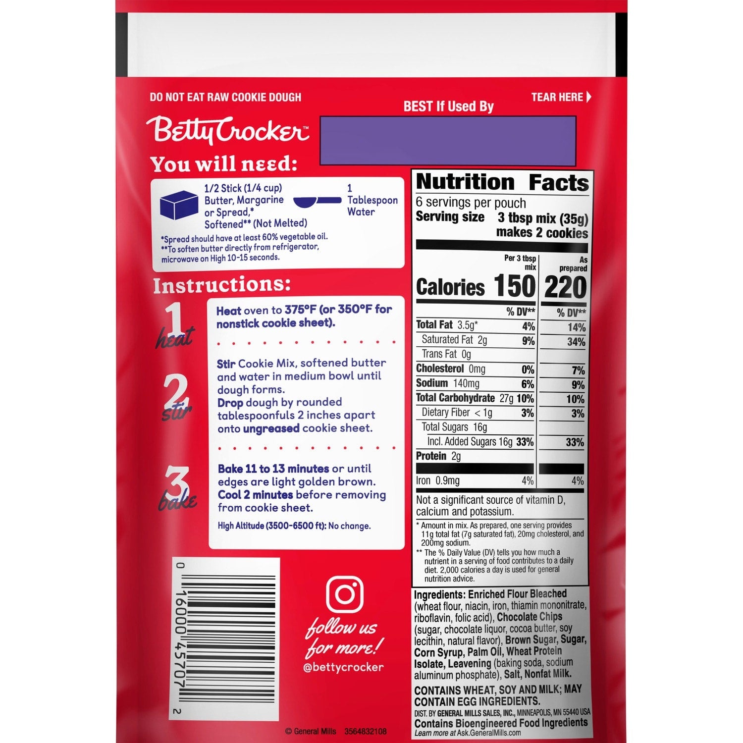 Betty Crocker Chocolate Chip Cookie Mix, 7.5-oz.