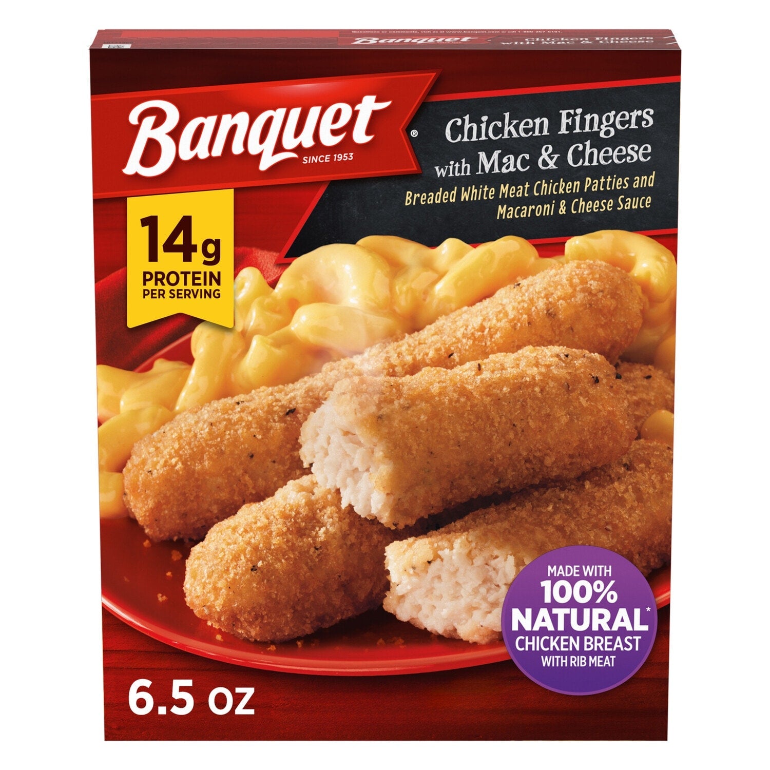 Conagra Brands Banquet Chicken Fingers with Mac &amp; Cheese Frozen Meal, 1-ct.