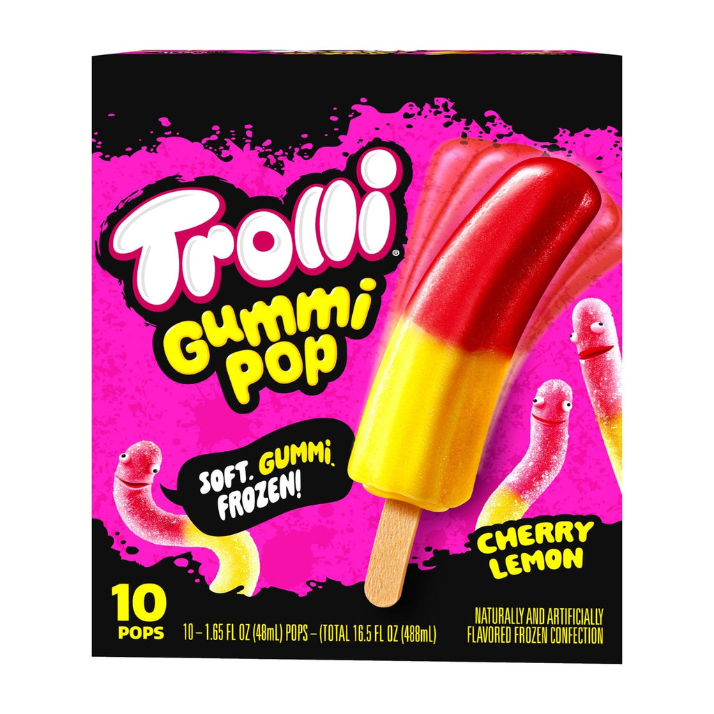 Trolli Cherry Lemon Flavored Gummi Pop Candy, 10-pc Pack.