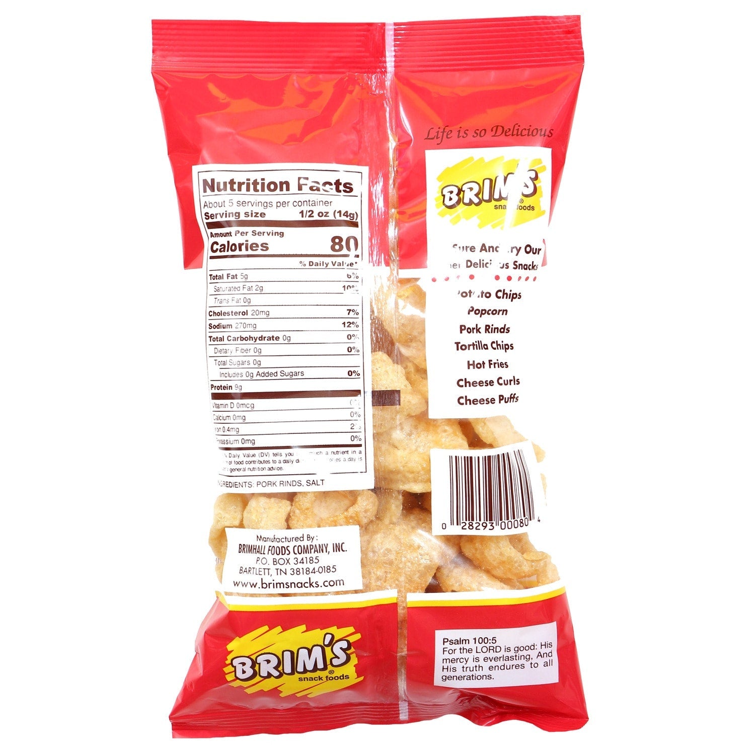 Brim's Fried Original Pork Rinds, 2.625 oz. Bags