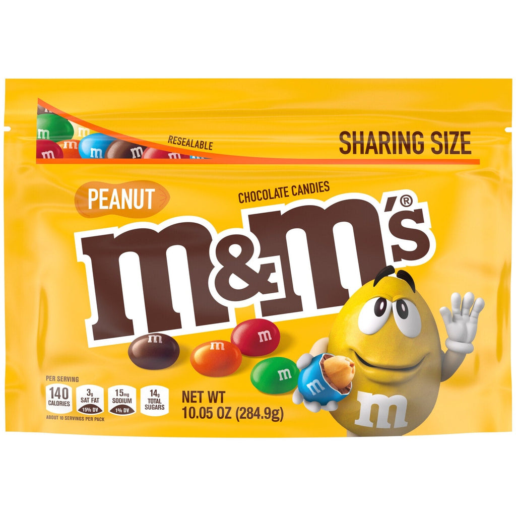 M&amp;M'S Peanut Milk Chocolate, Sharing Size, 10.05-oz. Resealable Bag