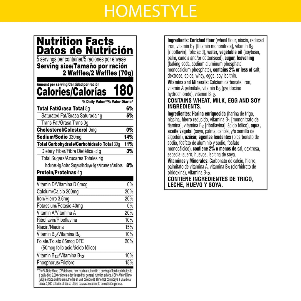 Kellogg's Homestyle Eggo Waffles, 10-pc Pack.