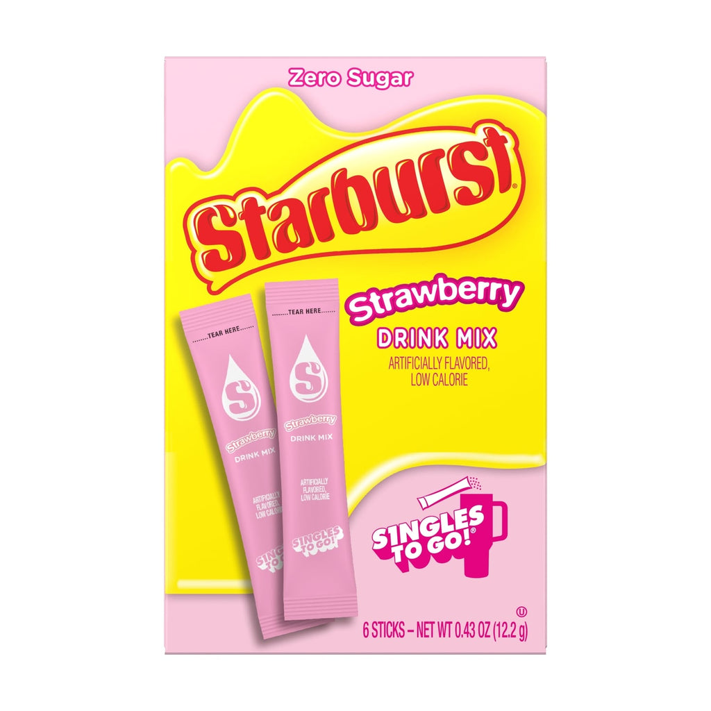 Starburst Zero Sugar Strawberry Drink Mix, 6-pc Pack.
