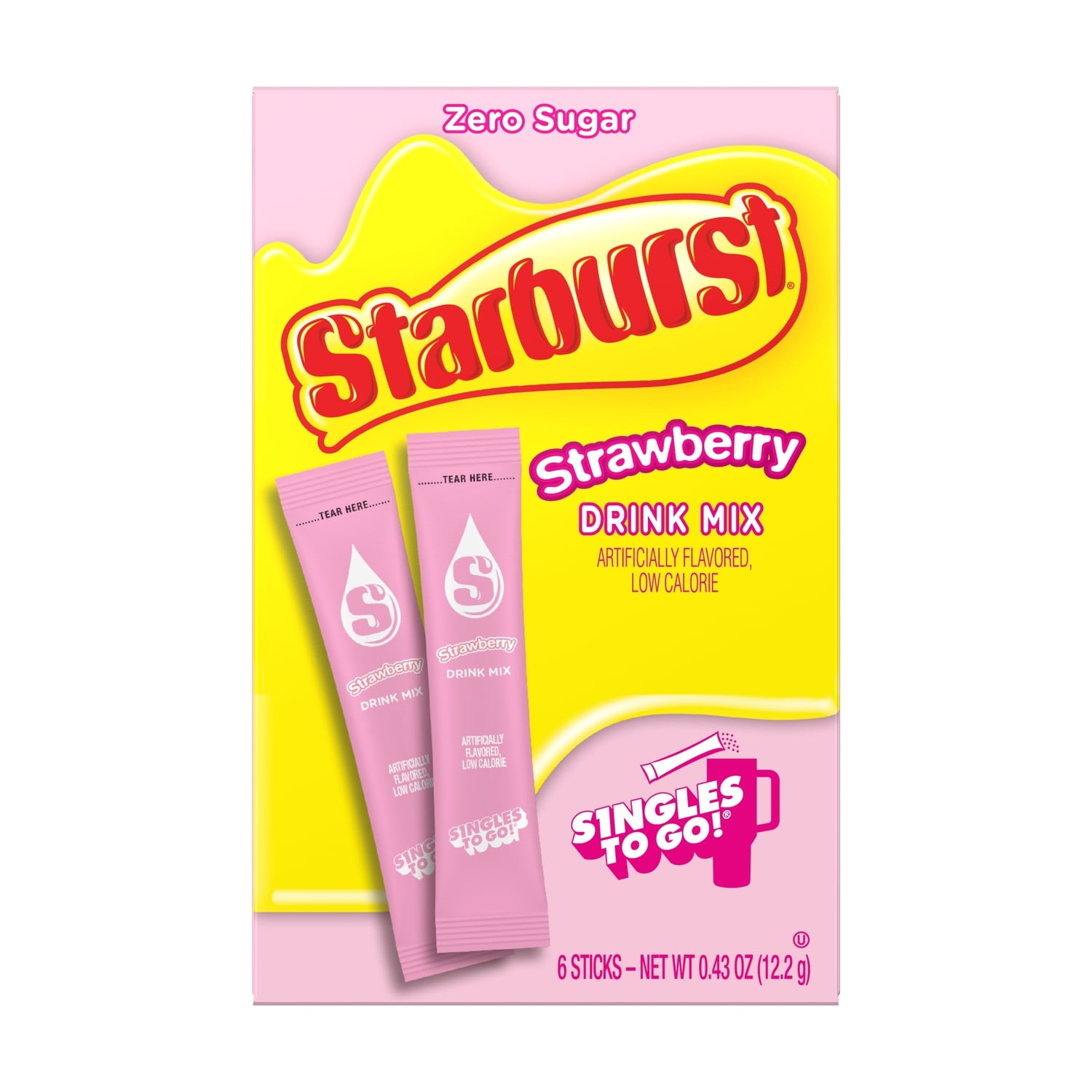 Starburst Zero Sugar Strawberry Drink Mix, 6-pc Pack.