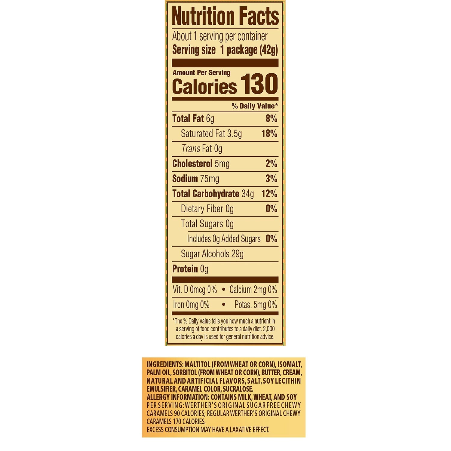 Werther's Original Sugar-Free Caramel Coffee Hard Candies, 1.46-oz. Bags