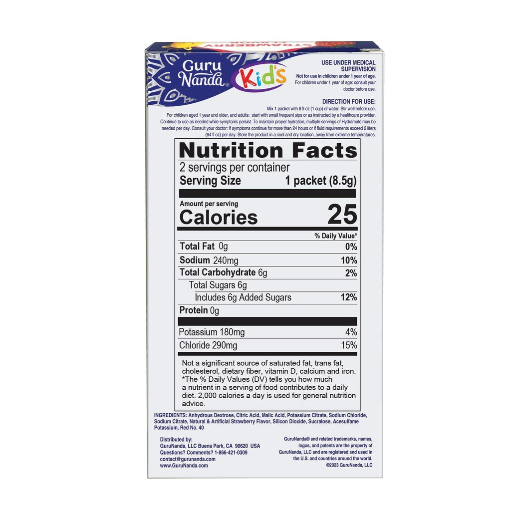 GuruNanda Hydramate Kids Electrolyte Powder, 2-pc Pack.