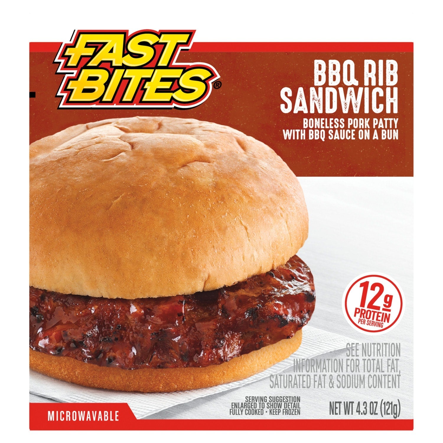 Fast Bites Boneless BBQ Pork Rib Sandwich, 1-ct.
