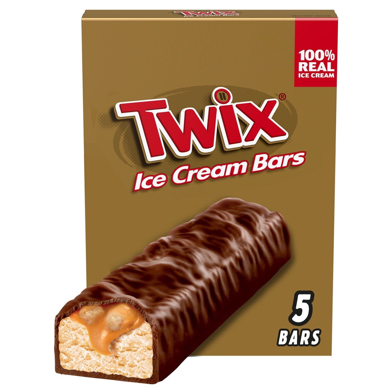 Mars TWIX Caramel Vanilla Milk Chocolate Ice Cream Bars, 5 Pack Box