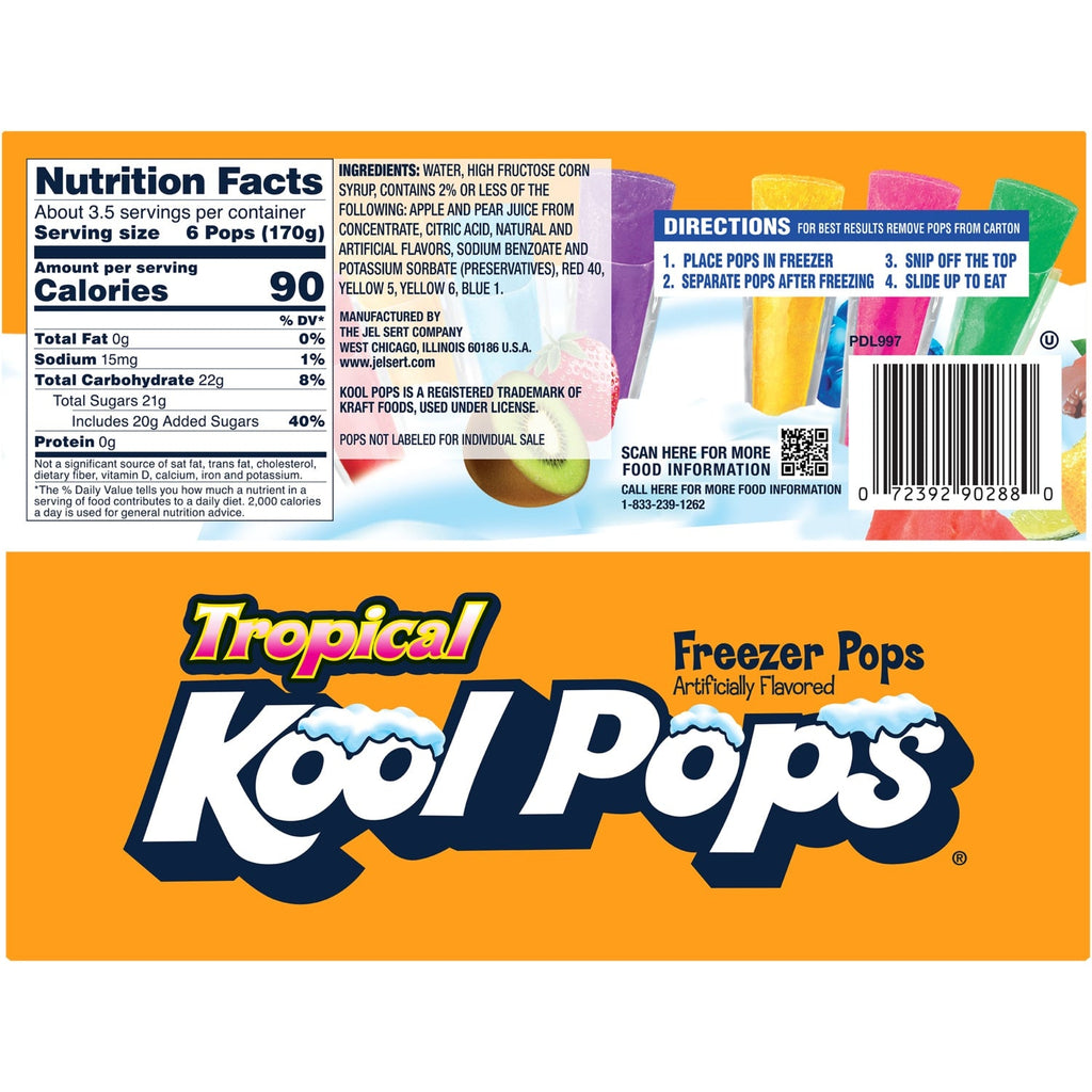 Kool Pops Freezer Bars - Tropical Flavors, 16 and 20 ct.
