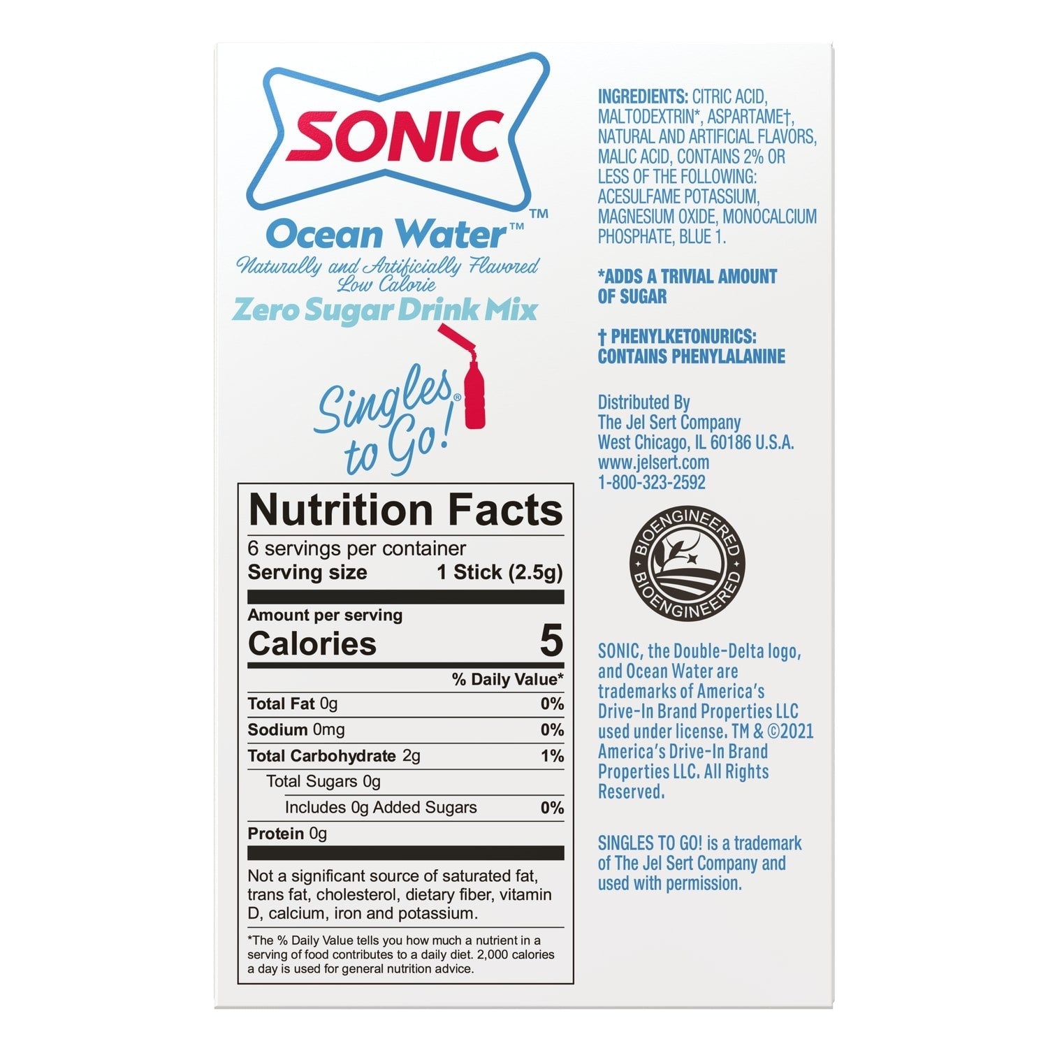 Sonic Ocean Water Zero Sugar Drink Mix, 6-ct. Box