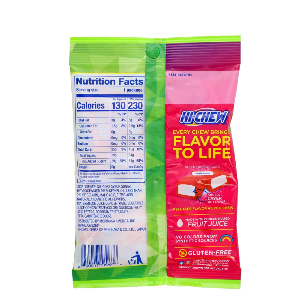 Hi Chew Sweet and Sour Watermelon Candy, 1.94 oz. Bag