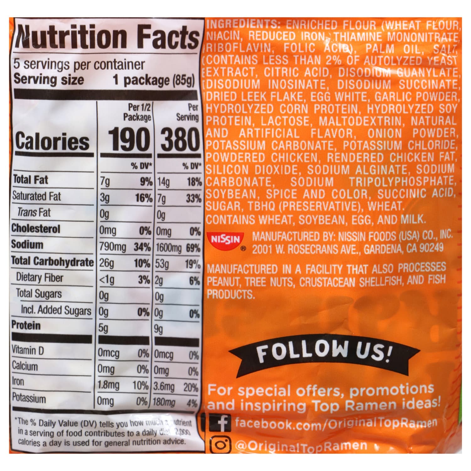 Nissin Top Ramen Chicken-Flavored Noodle Soup, 5-ct. Packs