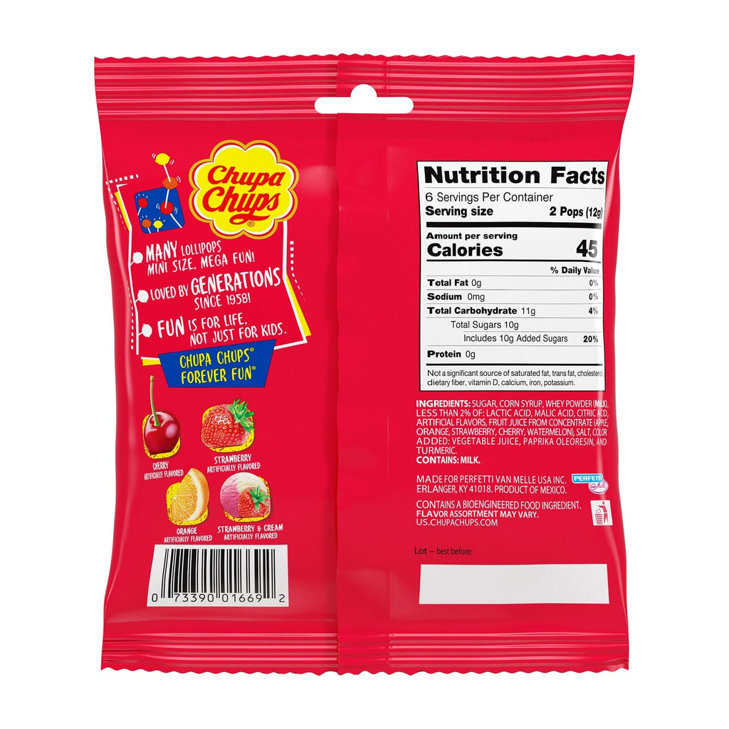 Chupa Chups Mini Lollipops, 12-pc Pack.